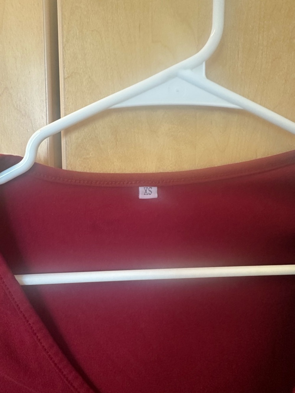 Long Sleeve V-Neck Cropped Top in Wine - Picture 2 of 3